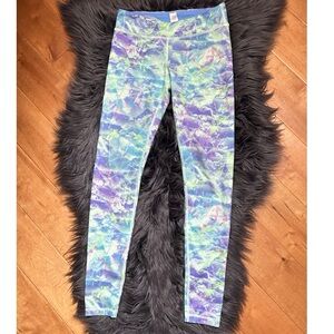 Ivivva By Lululemon Rhythmic Tight/Leggings  Blue Kale Blue and Green Size 12